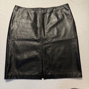 Lux Nine West Women's Size 16 Classic Black 100% Genuine Soft Leather Skirt